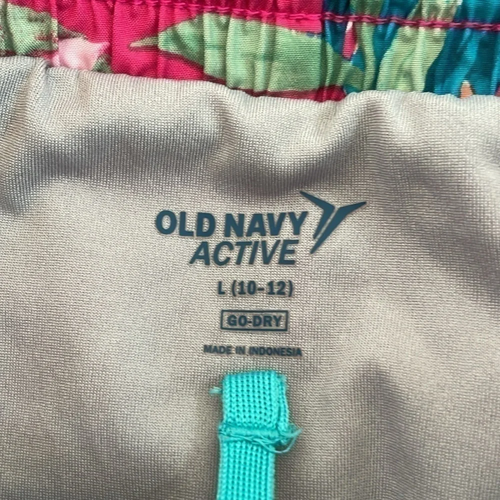 Old Navy Girls Active Shorts Large 10-12 Pink Tropical Floral Athletic